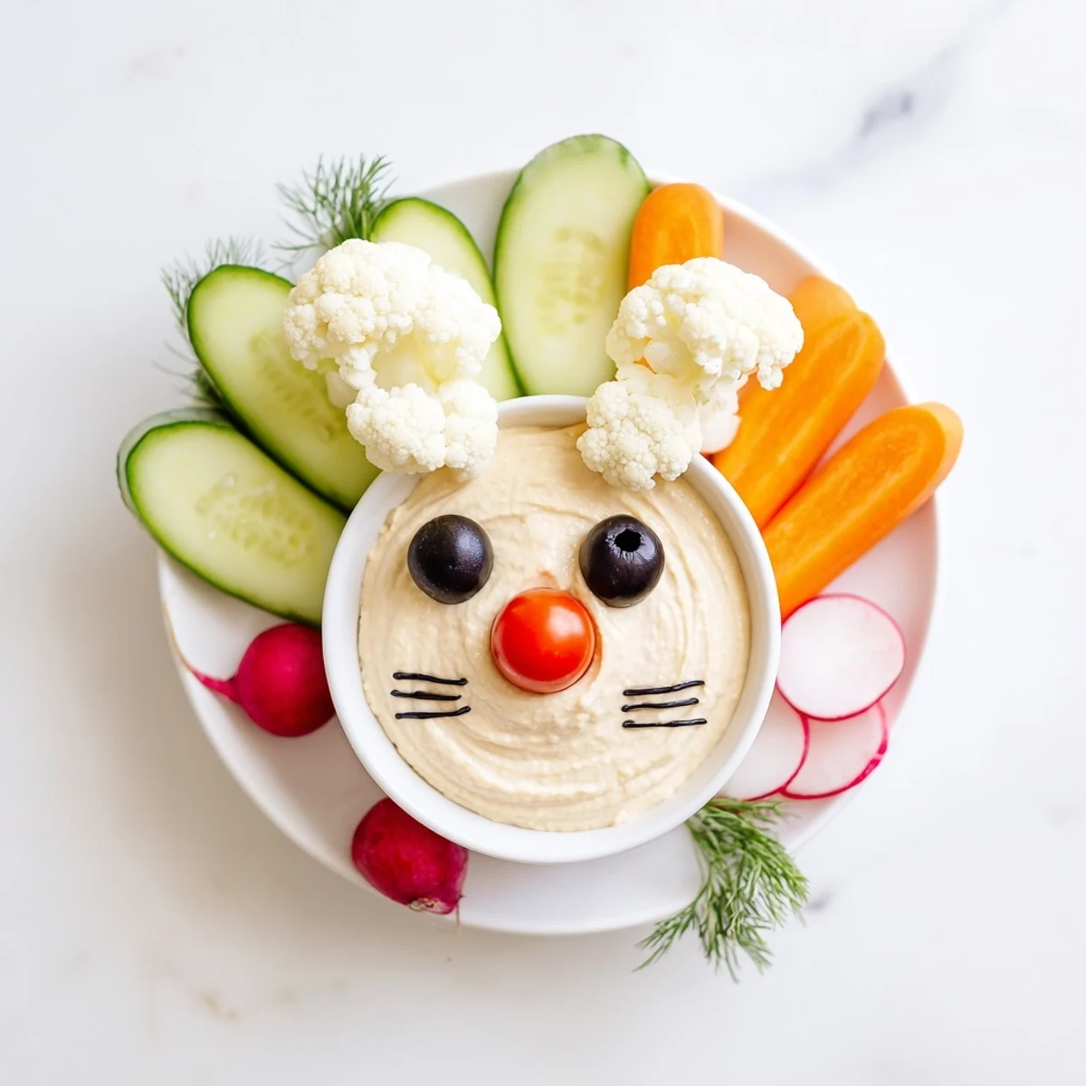 Bunny Meadow Veggie Board with fresh carrots, tomatoes, and broccoli, a fun veggie platter.