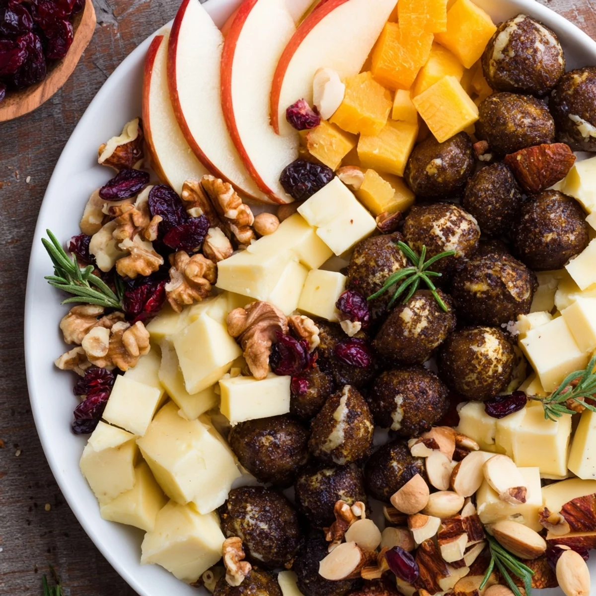 Squirrels Acorn Hoard Platter, a fall appetizer with golden roasted acorns and fruity, nutty flavors.