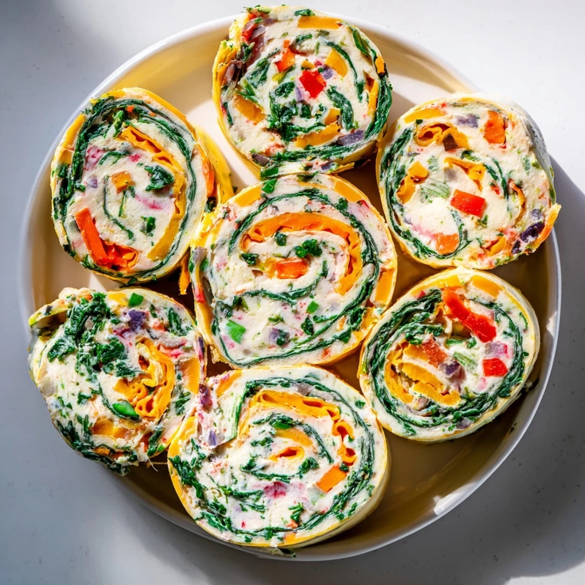 Cozy Scarf Holiday Pinwheel Wraps arranged beautifully on a plate, ready for serving and holiday feasting.