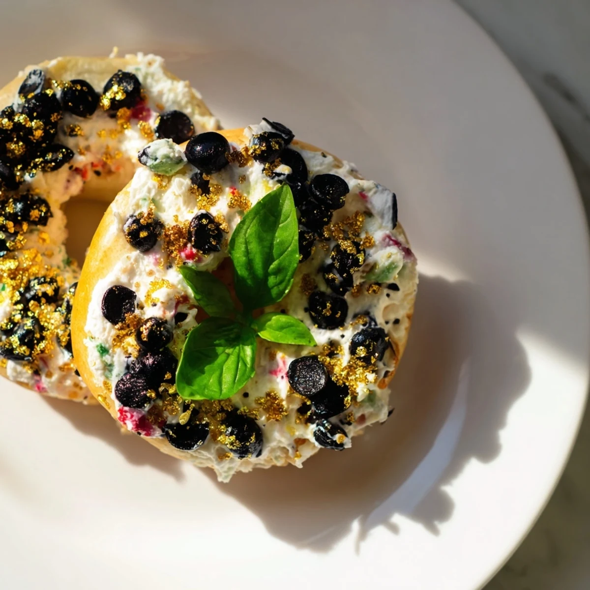 Colorful Olympic Rings Medal Appetizer: a festive platter of mini bagels with vibrant cream cheese and toppings.