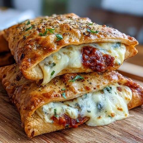 Genießbare High Protein Pizza Hot Pockets mit geschmolzenem Mozzarella und würziger Tomatensauce, serviert mit Salat.