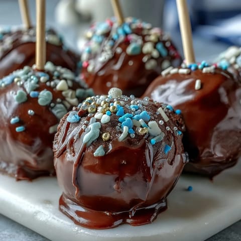Kuchenpops in Schulfarben mit goldenen Streuseln, perfekt für die Abschlussfeier.