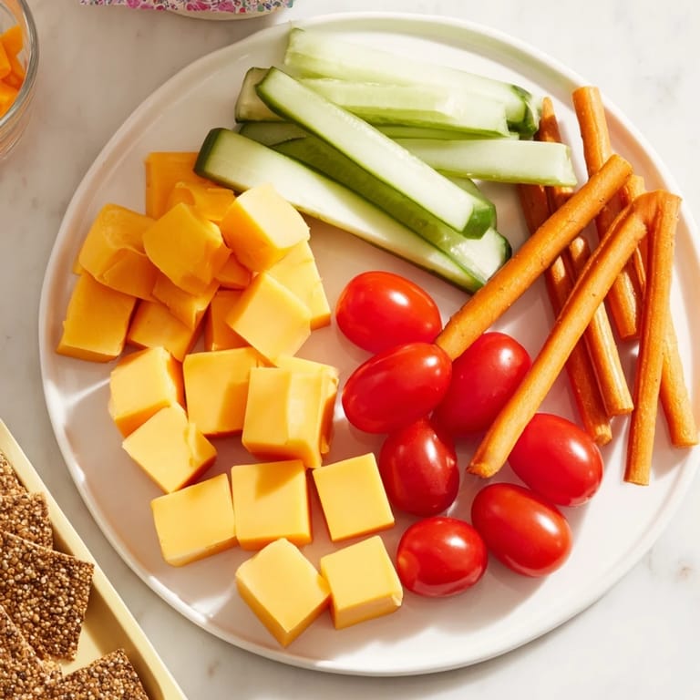 Delicious Fox & Friends snack tray appetizer with fresh grapes, strawberries, and cheddar cheese cubes.