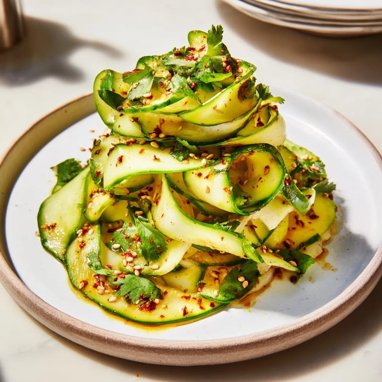 Close-up of a colorful jicama and cucumber slice stack, garnished with cilantro, a tasty vegan dish.