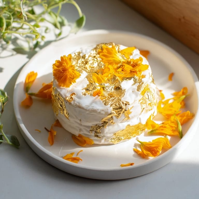 Artfully arranged, The Gilded Lily's elegant cheese board with honey-drizzled cheeses and beautiful edible flowers.