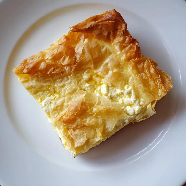 Golden, flaky Bulgarian Banitsa, a savory pastry, filled with creamy feta and baked to perfection.