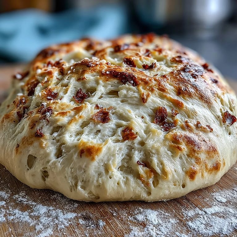 Handgemachter Sauerteig-Pizzateig mit knusprigen Rändern und weichem Kern auf Backblech.