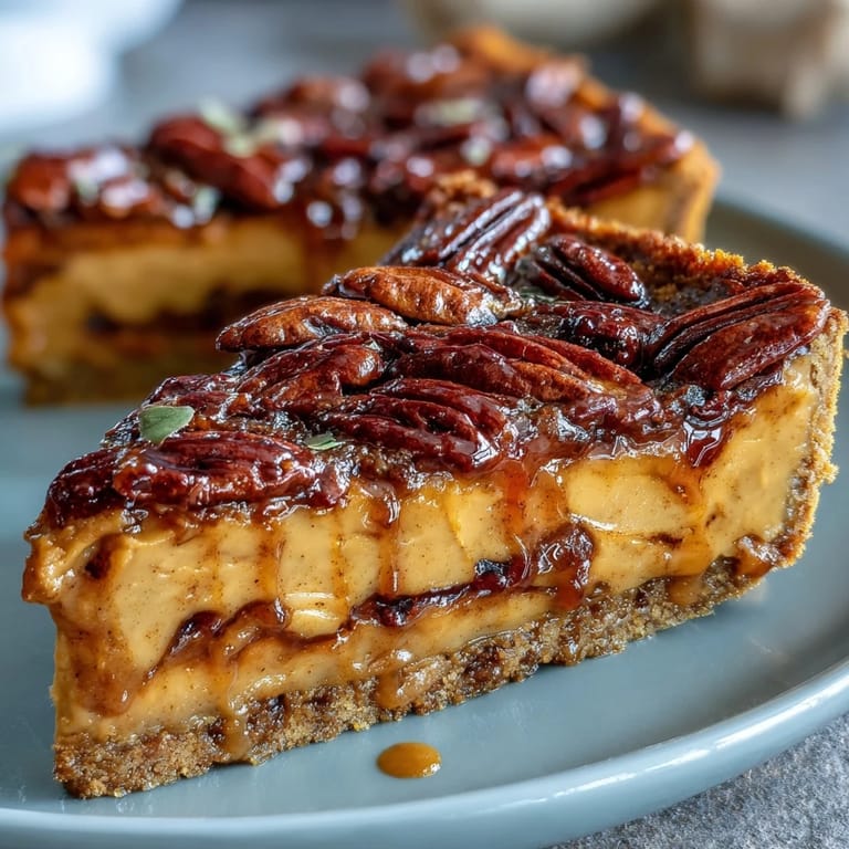 Ein reichhaltiger Candied Yams Pie mit glatter Füllung und aromatischem Pekannussboden.