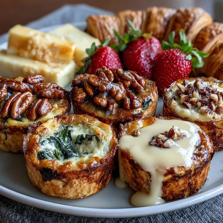 Bunter Mother's Day Brunch Board mit herzhaften Mini-Quiches, bunten Beeren, Trauben und Ananasstücken, perfekt für einen gemütlichen Brunch.