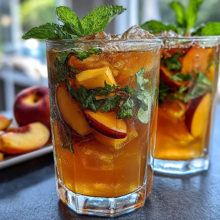 Mango Peach Iced Tea with Mint