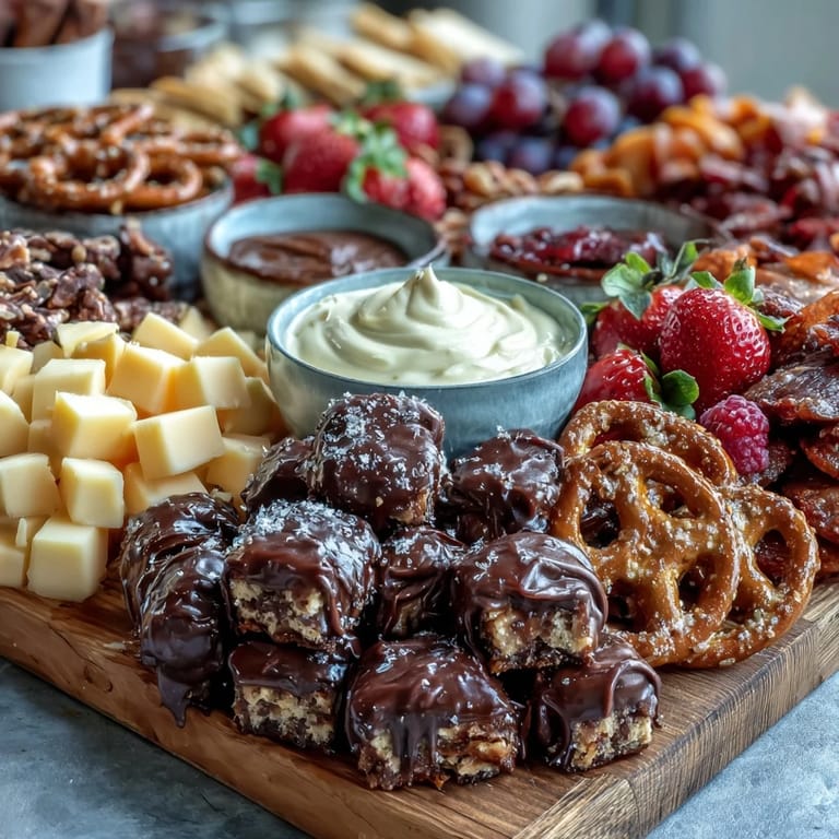 2. Festlicher Snack-Teller für Absolventen: Gemischte Gemüsesticks, Salami-Röllchen, Schokoladen-Brezeln und Dips für fröhliches Naschen.