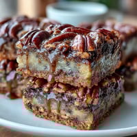 Kentucky Derby-Pekannuss-Pie-Bars mit brauner-Zucker-Kruste: goldene, butterige Bars mit einer reichen, klebrigen Pekannuss-Füllung und einer knusprigen braunen Zucker-Basis.